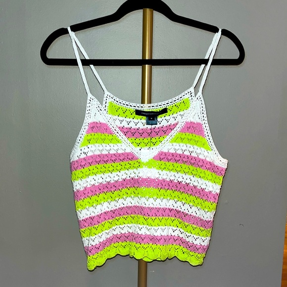French Connection Nora Stripe Crochet Top - Picture 1 of 3